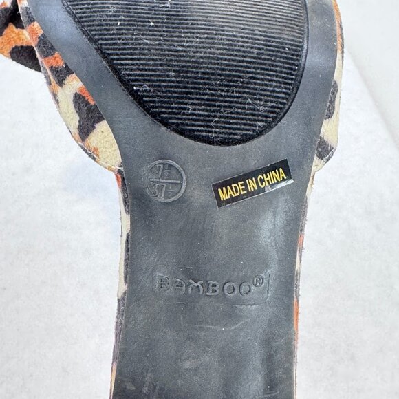 Bamboo Womens Stiletto Shoes Brown Leopard Print Strappy Bow Open Toes Ankle 7.5 - Picture 8 of 11